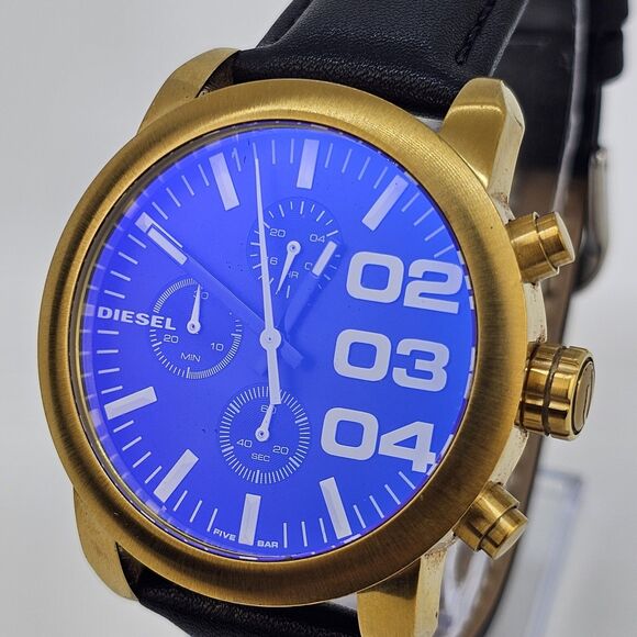 DIESEL Women Watch 40MM Black Dial New Black Leather Bands Up to 7.5\